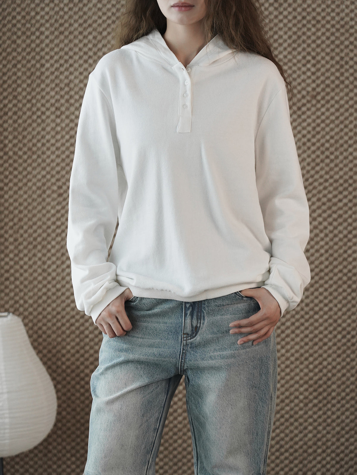 Louvre Winter New Korean Style Simple and Relaxed Half-Cardigan Hooded Long-Sleeved Sweatshirt Silhouette Loose Top for Women