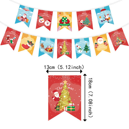 Amazon New Product Party Supplies Christmas Flag Set Christmas Garland Banner Venue Decoration