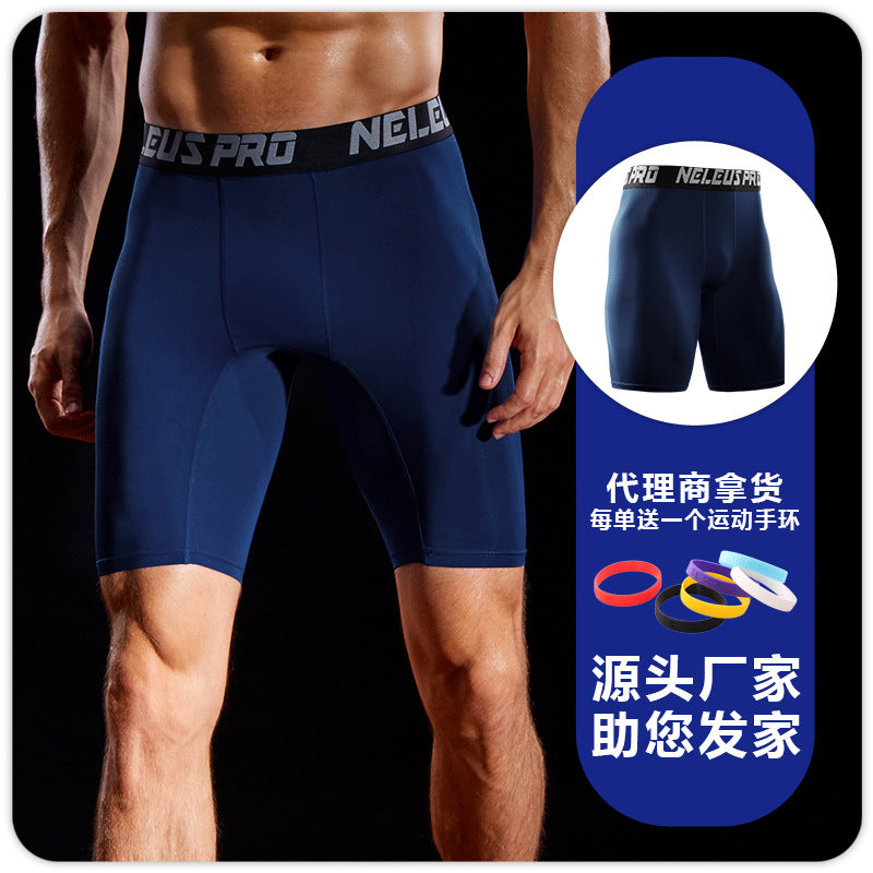 Sports Outdoor Yoga Pants Spring and Summer Fitness Running Marathon Base Shorts Quick-Drying Tight Compression Five-Point Shorts for Men
