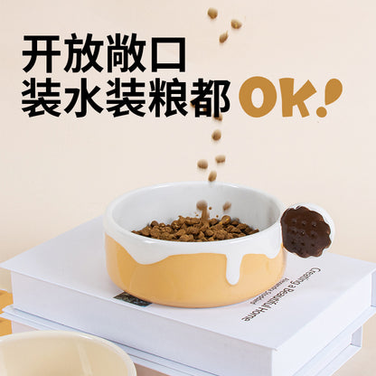 Leyoupai cat bowl ceramic neck protection Pet Bowl cat dog drinking double bowl anti-knock dog bowl Cat Basin pet tableware