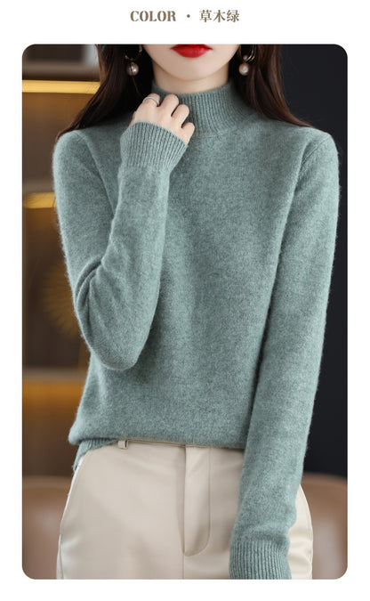 Autumn and Winter New Sweater Women's Half-turtleneck Long-sleeved Women's Top Loose Slimming All-match Sweater Pullover Sweater
