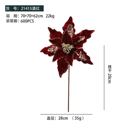 New In-Stock Handmade Powder-Adhesive Korean-Style Artificial Flowers Christmas Decorations Christmas Tree Ornaments Christmas Flowers