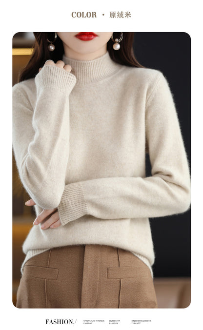 Autumn and Winter New Sweater Women's Half-turtleneck Long-sleeved Women's Top Loose Slimming All-match Sweater Pullover Sweater