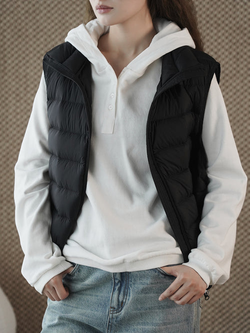 Louvre Winter New Korean Style Simple and Relaxed Half-Cardigan Hooded Long-Sleeved Sweatshirt Silhouette Loose Top for Women