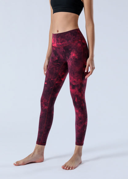 2023 Spring and Summer New Naked Yoga Pants Women's No Embarrassment Line High Waist Hip-lift Tie-dye Yoga Fitness Cropped Pants
