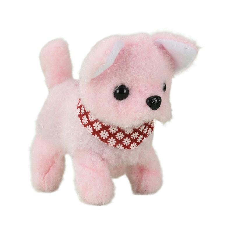 Electric plush puppy can walk, bark, nod, wag tail, erect ear scarf dog electronic pet children's toy