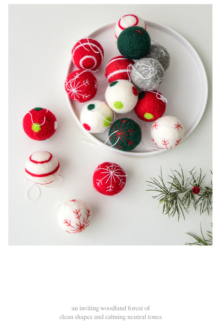 Nuchi Cross-Border Christmas Decorations Wool Felt Christmas Balls Snowflake Christmas Balls Christmas Tree Decoration Balls Hanging