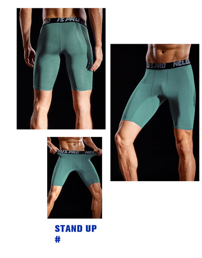 Sports Outdoor Yoga Pants Spring and Summer Fitness Running Marathon Base Shorts Quick-Drying Tight Compression Five-Point Shorts for Men