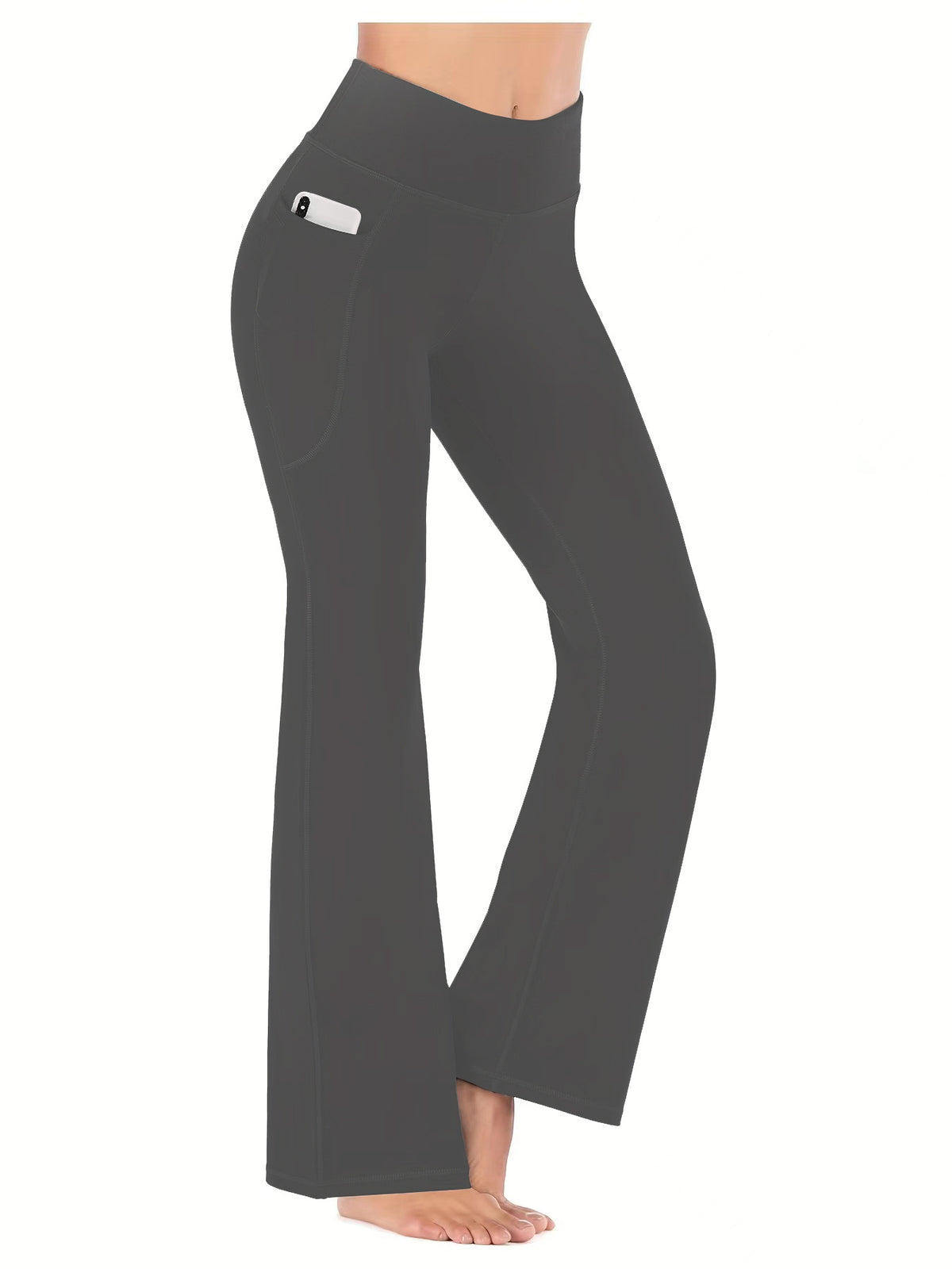 Popular cross-border Amazon yoga pants European and American high waist pocket flared wide leg sexy running pants women's hip lifting wicking