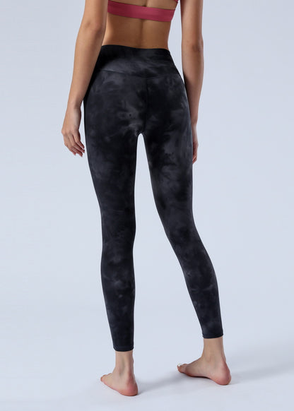 2023 Spring and Summer New Naked Yoga Pants Women's No Embarrassment Line High Waist Hip-lift Tie-dye Yoga Fitness Cropped Pants