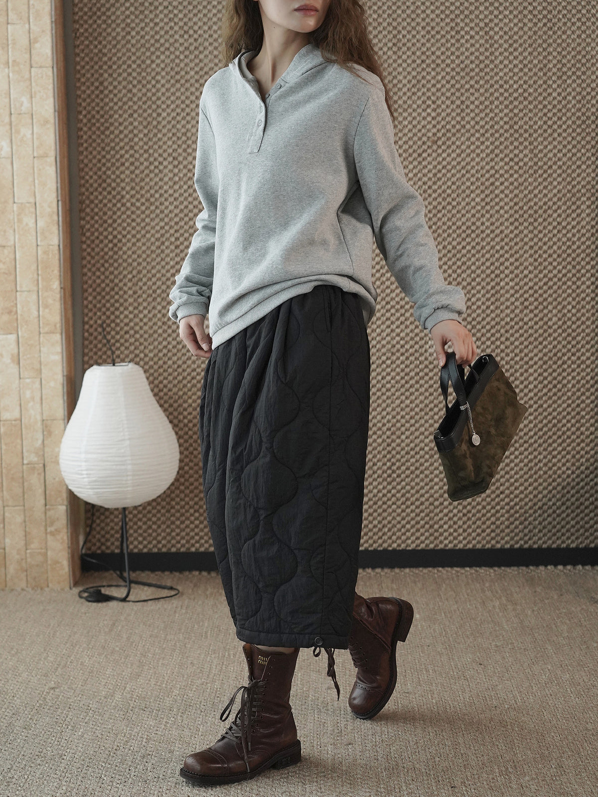 Louvre Winter New Korean Style Simple and Relaxed Half-Cardigan Hooded Long-Sleeved Sweatshirt Silhouette Loose Top for Women