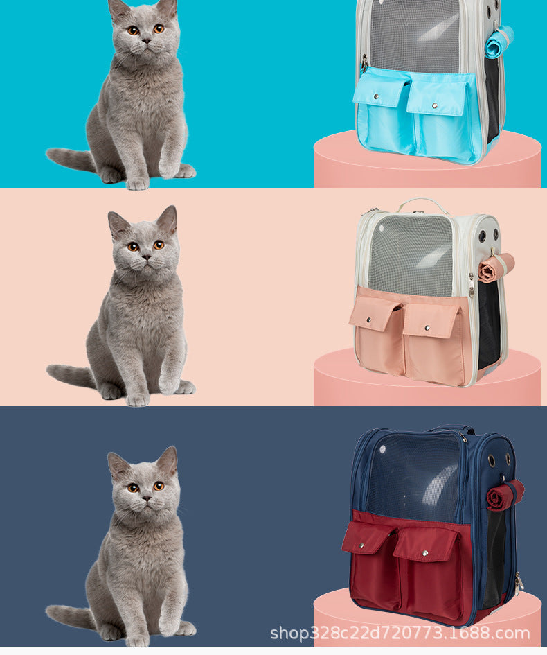 Pet Backpack, Portable Backpack for Outings, Cat Pet Bag, Large Capacity Space Capsule, Portable Canvas, Breathable and Comfortable