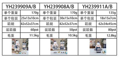 Cross Border Christmas Decorations Ski Snowman Doll Desktop Doll Blue Gauge Fabric Christmas Iron Feet Snowman Ornaments