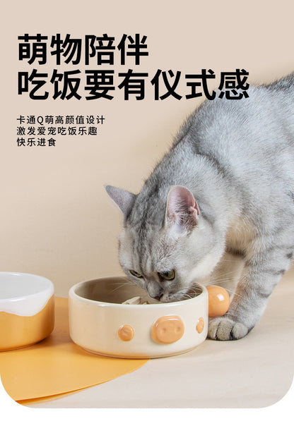 Leyoupai cat bowl ceramic neck protection Pet Bowl cat dog drinking double bowl anti-knock dog bowl Cat Basin pet tableware