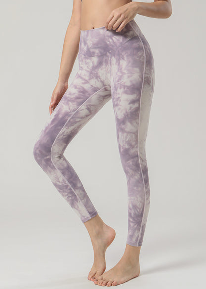 2023 Spring and Summer New Naked Yoga Pants Women's No Embarrassment Line High Waist Hip-lift Tie-dye Yoga Fitness Cropped Pants
