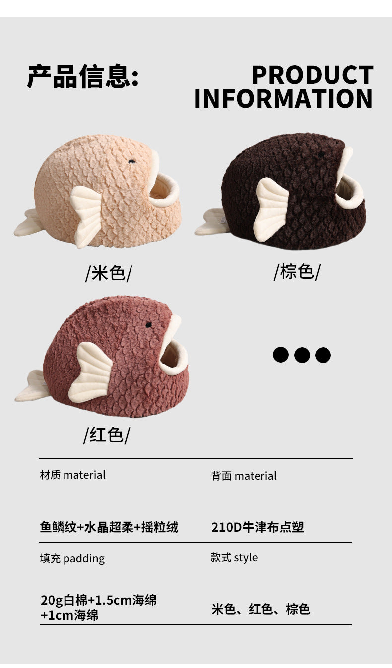 Amazon Cat Nest Autumn and Winter Warm Drilled Hole Dog Nest Pet Cage Sponge Striped Pet Nest Semi-closed Cross-border Exclusive