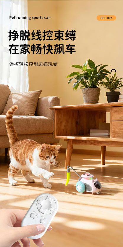 Pet Gravity Smart Racing Car Remote Control Electric Cat Toy Self-Entertaining Mouse Feather Teaser Cat Toy