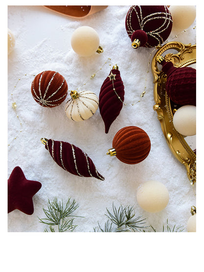 NUCHI cross-border Christmas decorations Christmas ball flocking ball Christmas ball Christmas ball Christmas tree decoration pendant