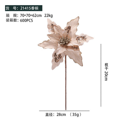 New In-Stock Handmade Powder-Adhesive Korean-Style Artificial Flowers Christmas Decorations Christmas Tree Ornaments Christmas Flowers