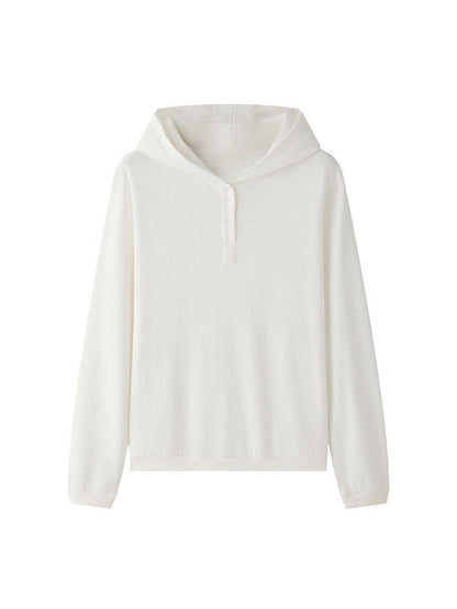 Louvre Winter New Korean Style Simple and Relaxed Half-Cardigan Hooded Long-Sleeved Sweatshirt Silhouette Loose Top for Women