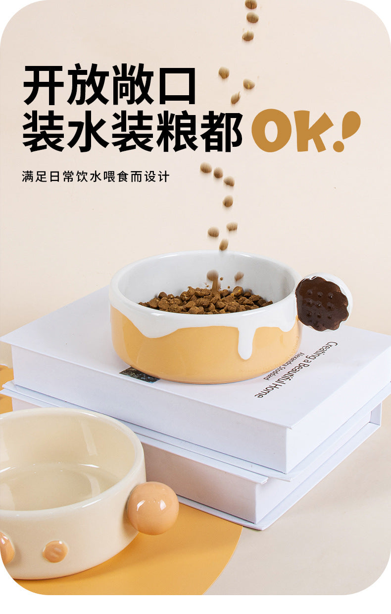 Leyoupai cat bowl ceramic neck protection Pet Bowl cat dog drinking double bowl anti-knock dog bowl Cat Basin pet tableware