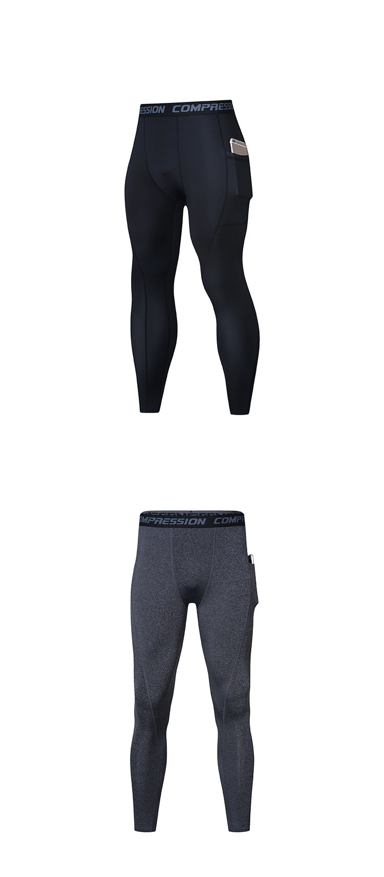 Patch Pocket Tight Pants Warm Fitness Pants Men's Quick-Drying Breathable Compression Pants Outdoor Cycling Running Leggings Sports Pants