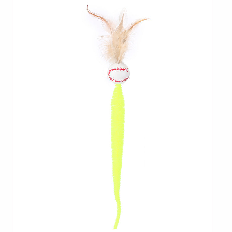 Cat Toy Camphor Wood Pet Debug Ball Feather Fun Cat Stick Caterpillar Self Hi Cat Toy Pet Toy