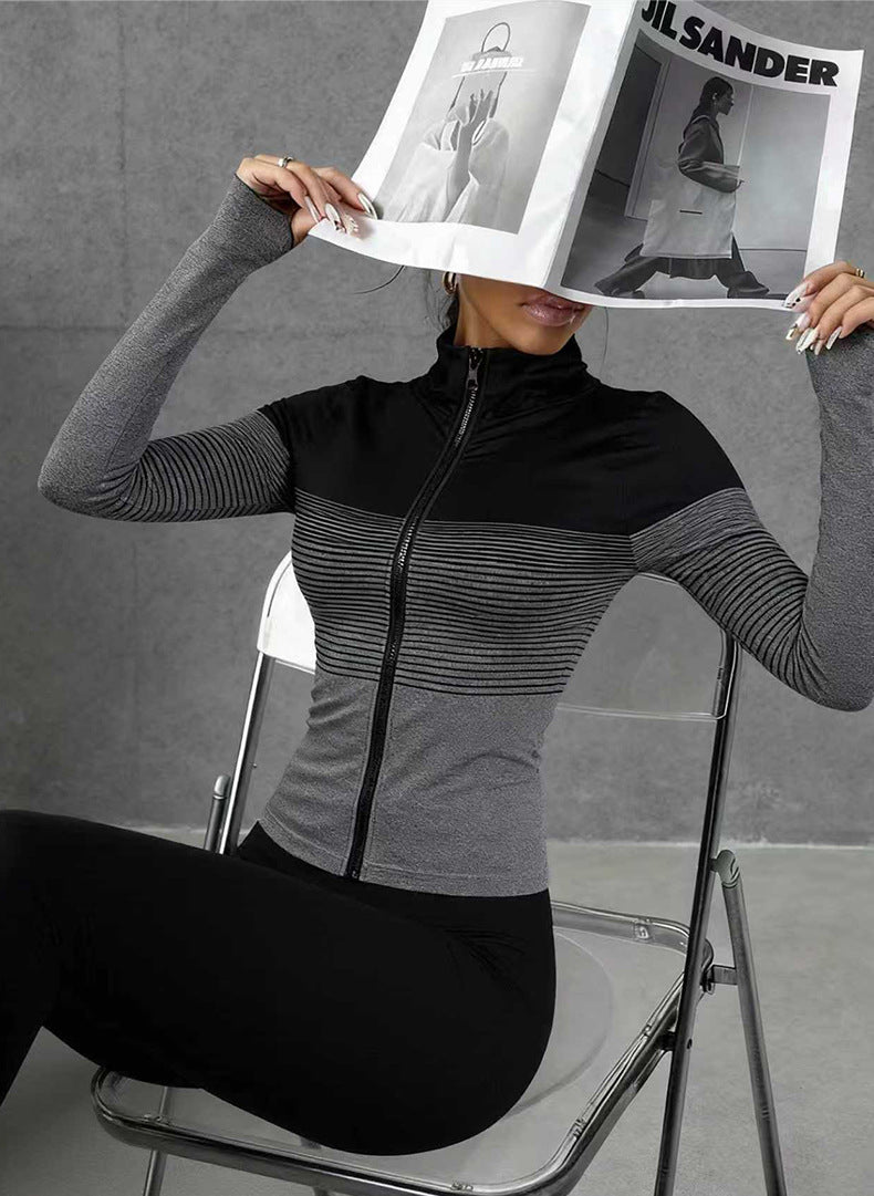 1Pcs Seamless Women's Sports Tight Jacket Jacket Zipper Hooded Sports Cycling and Other Sports Scenes