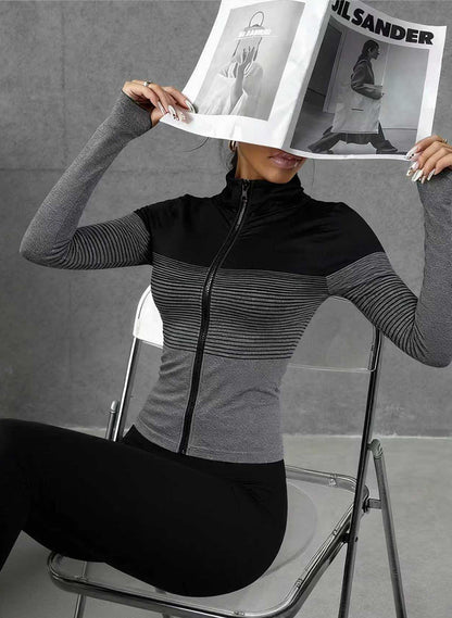 1Pcs Seamless Women's Sports Tight Jacket Jacket Zipper Hooded Sports Cycling and Other Sports Scenes
