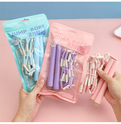 Children's Bamboo Skipping Rope Soft Beads Kindergarten Beginners Knot-Free Adjustable Skipping Rope High-Value Sports Goods Wholesale