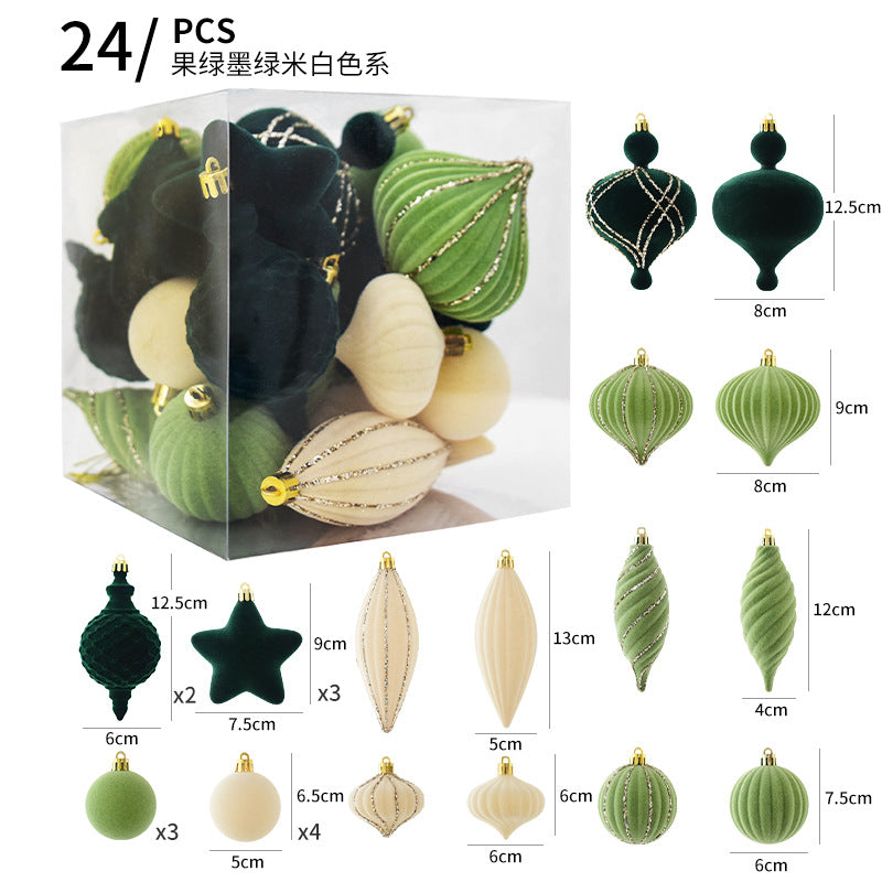NUCHI cross-border Christmas decorations Christmas ball flocking ball Christmas ball Christmas ball Christmas tree decoration pendant
