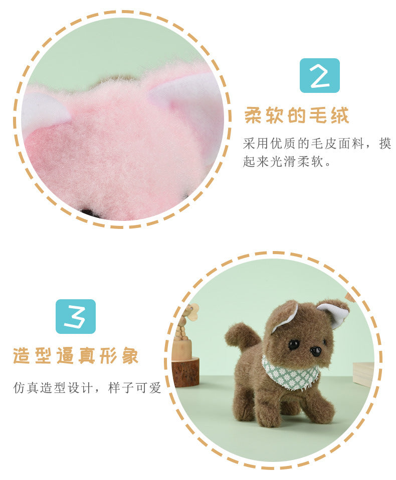 Electric plush puppy can walk, bark, nod, wag tail, erect ear scarf dog electronic pet children's toy