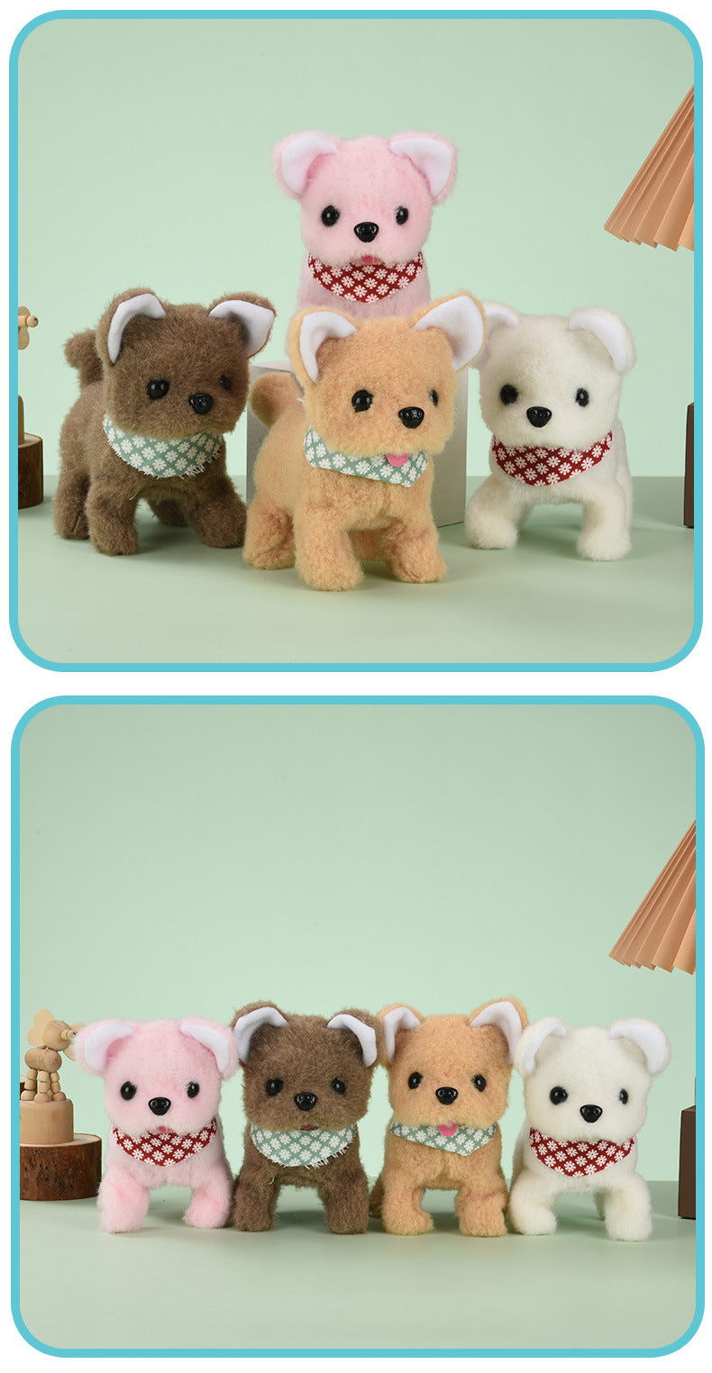 Electric plush puppy can walk, bark, nod, wag tail, erect ear scarf dog electronic pet children's toy