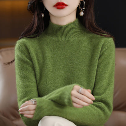 Autumn and Winter New Sweater Women's Half-turtleneck Long-sleeved Women's Top Loose Slimming All-match Sweater Pullover Sweater
