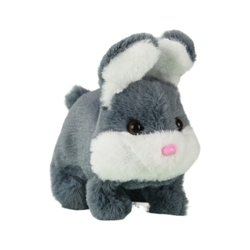 1 Electric Stuffed Rabbit Simulation Pet Can Walk, Bark, Moving Mouth and Shaking Ears Big Cute Rabbit Pet Toy
