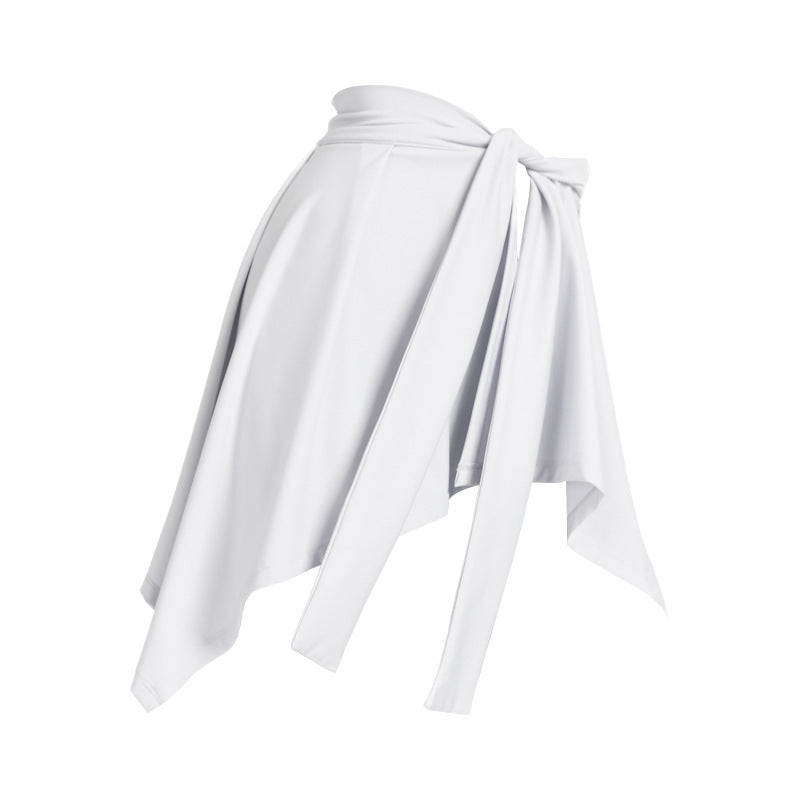 Yoga Hip Covering Skirt Sports Fart Covering Curtain Quick-drying Fitness Skirt Shawl Running Lace-up Anti-light Skirt