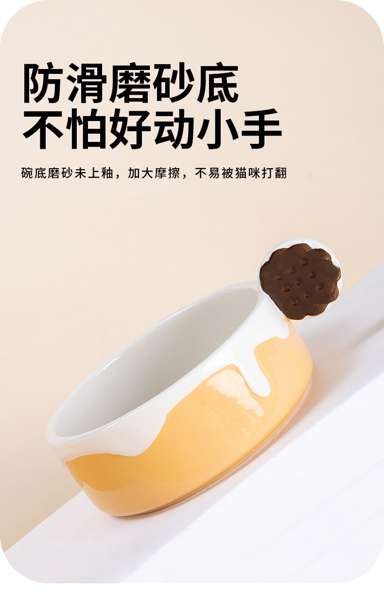 Leyoupai cat bowl ceramic neck protection Pet Bowl cat dog drinking double bowl anti-knock dog bowl Cat Basin pet tableware