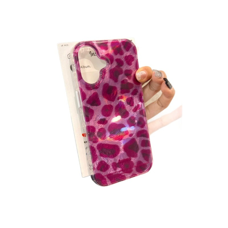 Purple Leopard Print Suitable for Apple 17Promax Mobile Phone Case Large Hole Swirl Goddess Stylish Iphone16 Protective Cover
