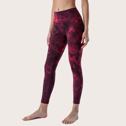 2023 Spring and Summer New Naked Yoga Pants Women's No Embarrassment Line High Waist Hip-lift Tie-dye Yoga Fitness Cropped Pants