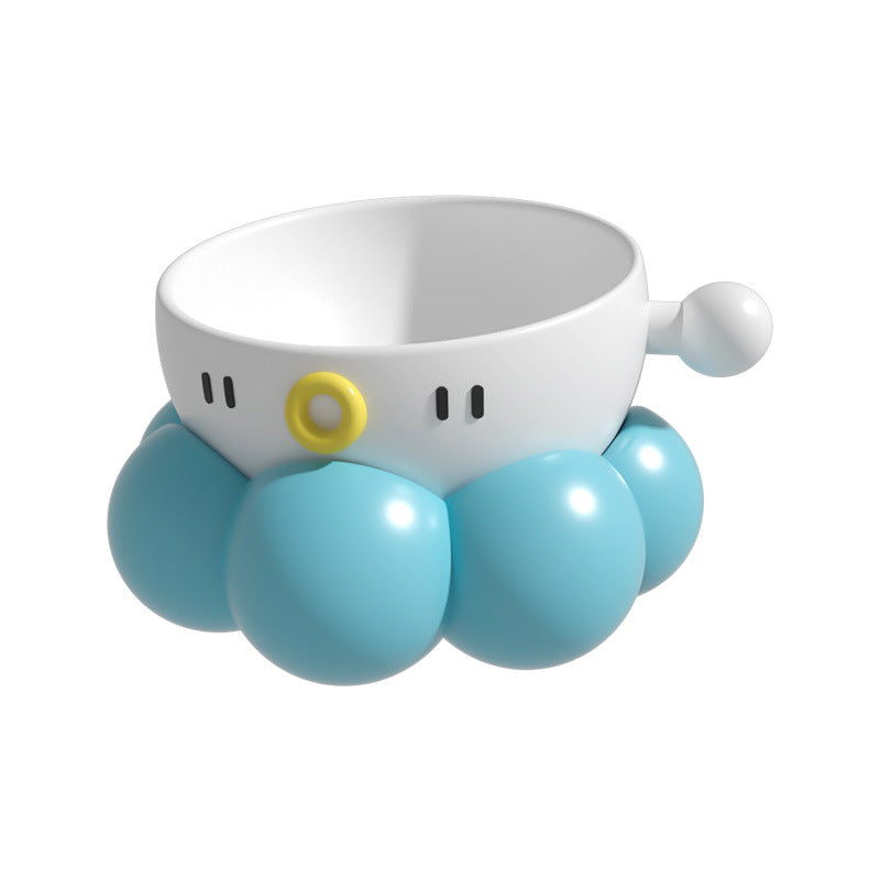 Ceramic Pet Bowl, Universal Non-Slip Cat and Dog Food Bowl, Neck Guard, Slanted Mouth Bowl, Detachable, Deepened, Anti-Splash Water Bowl Set
