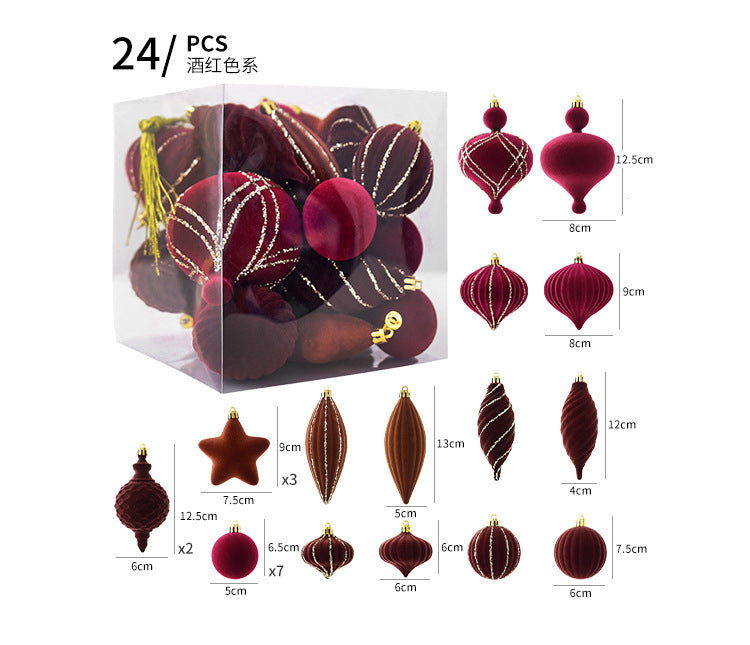 NUCHI cross-border Christmas decorations Christmas ball flocking ball Christmas ball Christmas ball Christmas tree decoration pendant