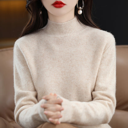 Autumn and Winter New Sweater Women's Half-turtleneck Long-sleeved Women's Top Loose Slimming All-match Sweater Pullover Sweater