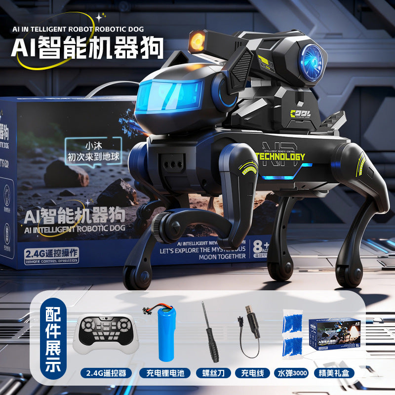 Remote Control Ai Smart Toy Robot Dog Children's Water Bomb Mechanical Dog Toy Companion Interactive Programming Birthday Gift