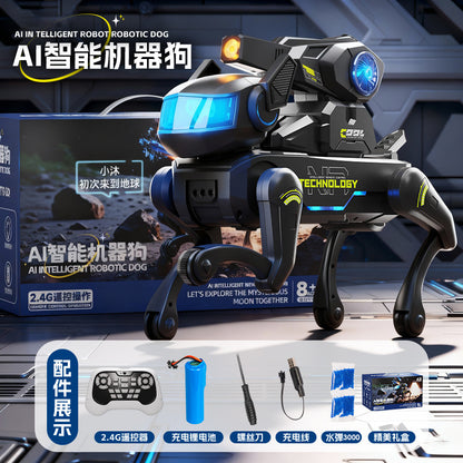 Remote Control Ai Smart Toy Robot Dog Children's Water Bomb Mechanical Dog Toy Companion Interactive Programming Birthday Gift