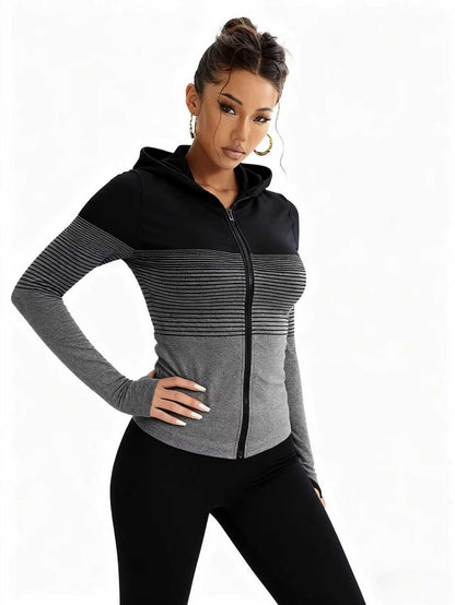 1Pcs Seamless Women's Sports Tight Jacket Jacket Zipper Hooded Sports Cycling and Other Sports Scenes