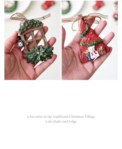 Nuchi Cross-Border Retro Resin Christmas Tree Ornaments Christmas Decoration Wreath Hanging Decorations Christmas Decoration Gifts
