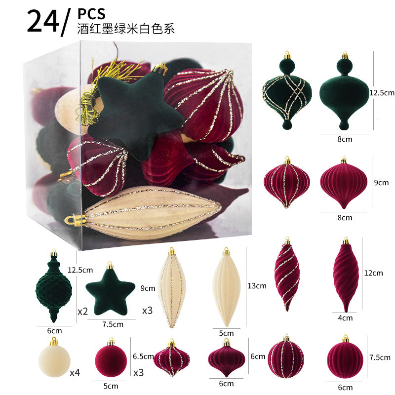 NUCHI cross-border Christmas decorations Christmas ball flocking ball Christmas ball Christmas ball Christmas tree decoration pendant