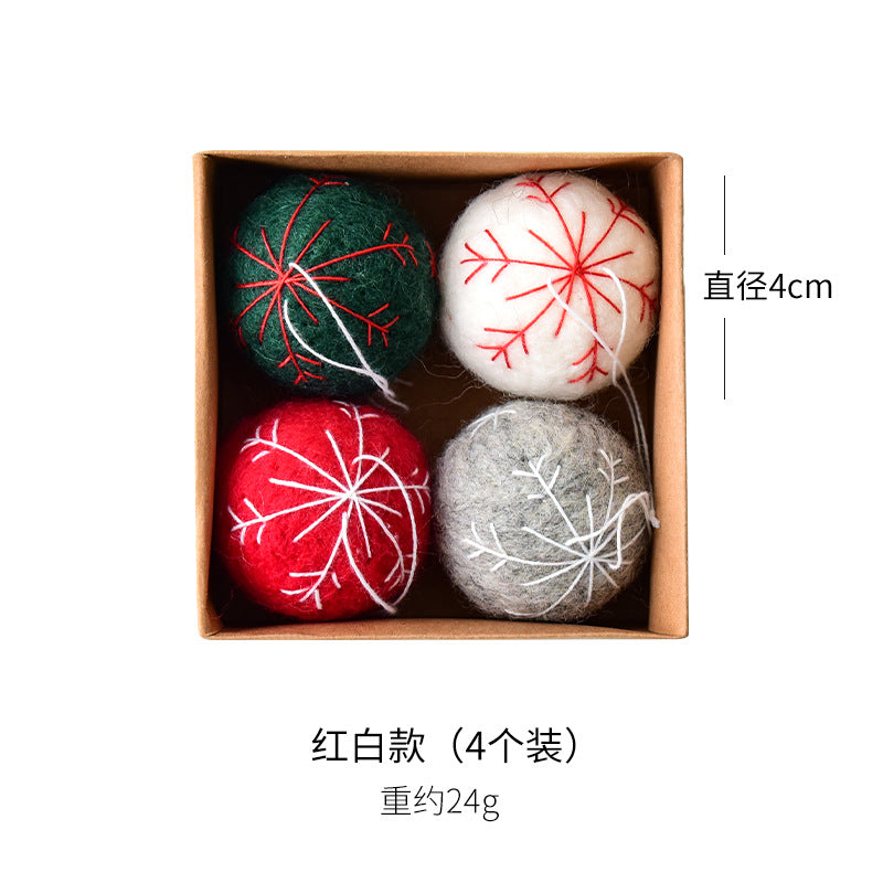 Nuchi Cross-Border Christmas Decorations Wool Felt Christmas Balls Snowflake Christmas Balls Christmas Tree Decoration Balls Hanging