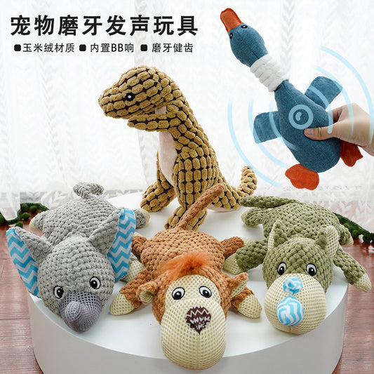 Pet plush vocal cat dog toy corn velvet multi-color molars bite-resistant dog cat supplies manufacturers wholesale