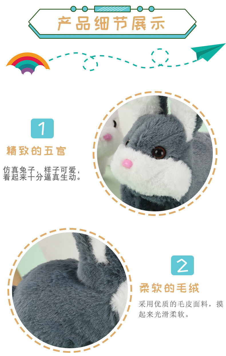 1 Electric Stuffed Rabbit Simulation Pet Can Walk, Bark, Moving Mouth and Shaking Ears Big Cute Rabbit Pet Toy